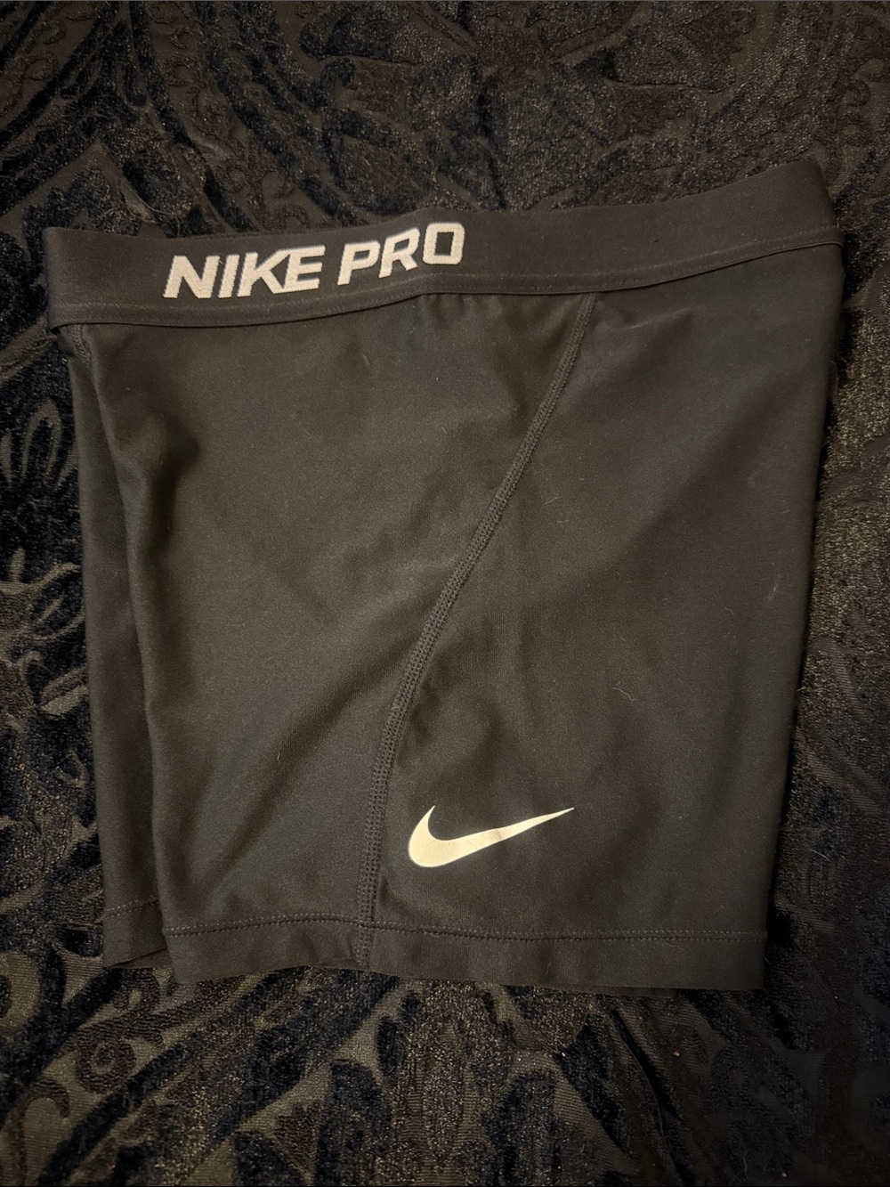 Nike Pro Black Compression Shorts with White Swoosh